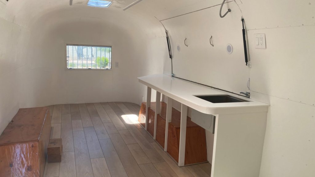 The other side of the interior of the trailer