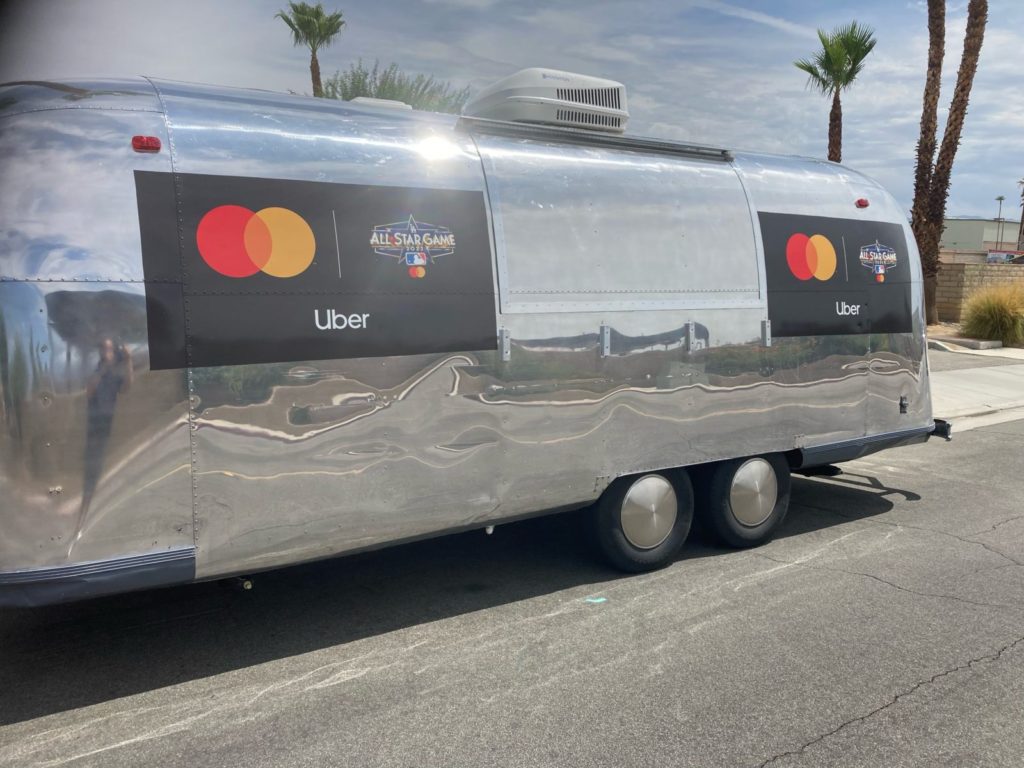 The Airstream trailer sitting ready for use at the MLB All Star Game