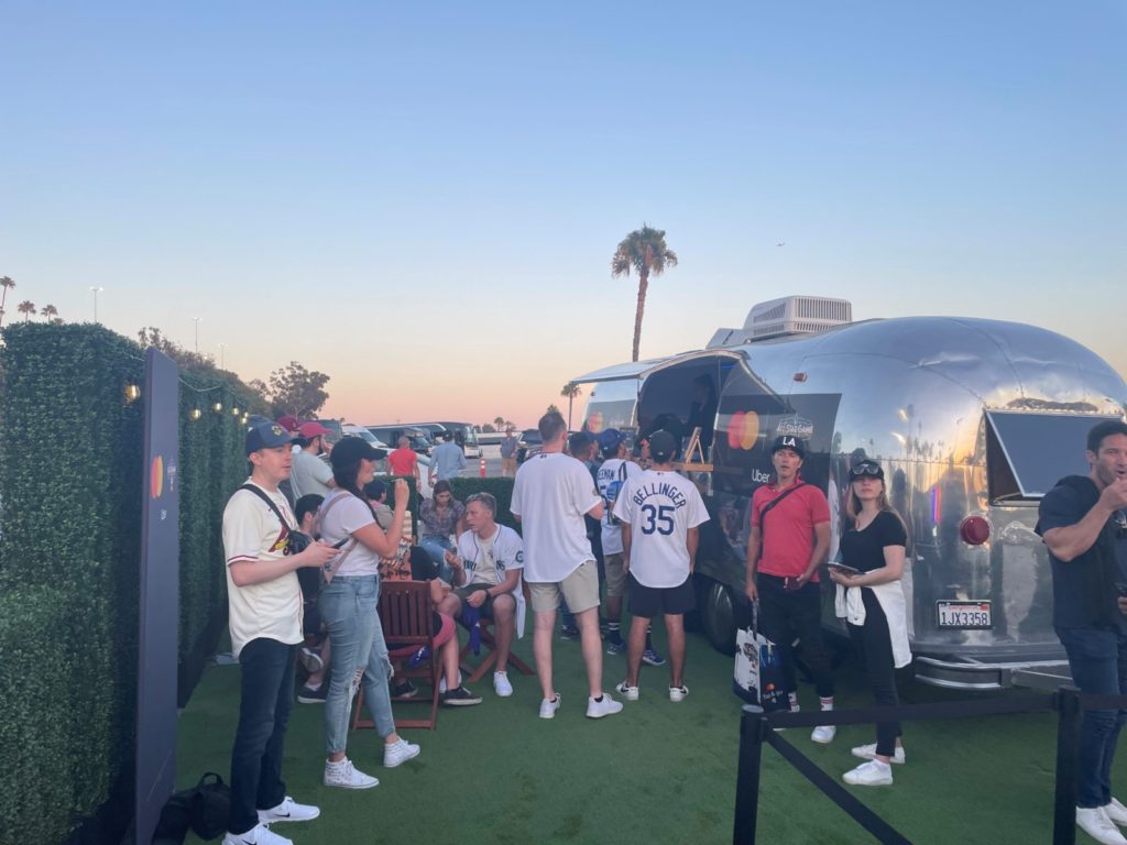 People enjoy the Airstream at the MLB All Star game