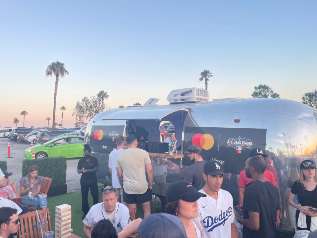 Fans mill about the Airstream before the MLB All Star Game