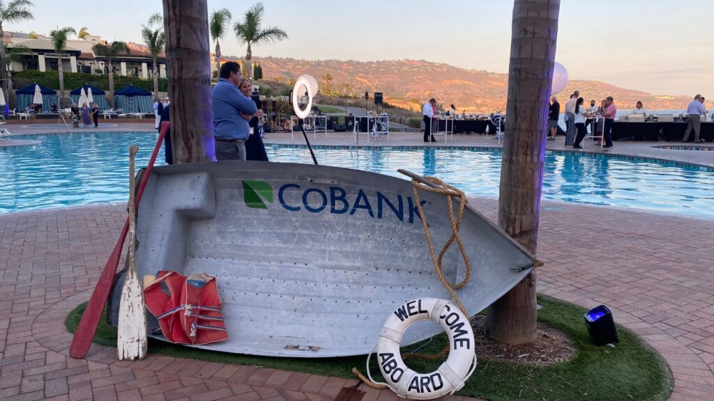 A boat decorated for the CoBank party